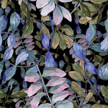 Akasya yaprağı deseni suluboya tarzında.