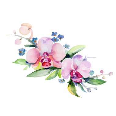 Buket çiçek izole bir suluboya tarzında.