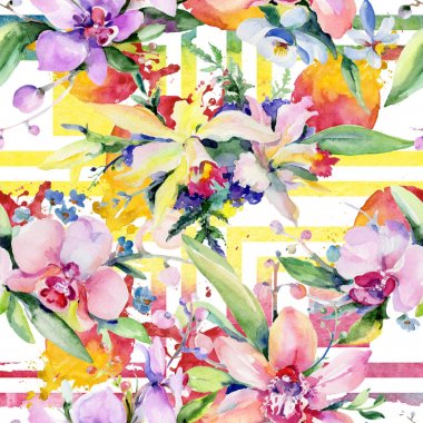 Buket çiçek deseni suluboya tarzında.