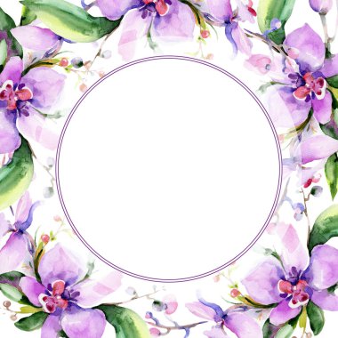 Buket çiçek çerçeve suluboya tarzında.