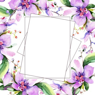 Buket çiçek çerçeve suluboya tarzında.