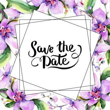 Buket çiçek çerçeve suluboya tarzında.