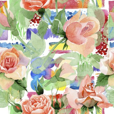 Kır çiçeği gül çiçek deseni suluboya tarzında.