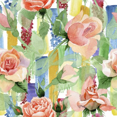 Kır çiçeği gül çiçek deseni suluboya tarzında.