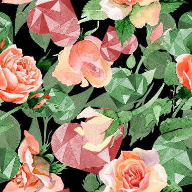 Kır çiçeği gül çiçek deseni suluboya tarzında.