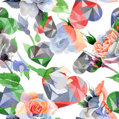 Kır çiçeği gül çiçek deseni suluboya tarzında.