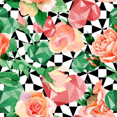 Kır çiçeği gül çiçek deseni suluboya tarzında.