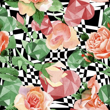 Kır çiçeği gül çiçek deseni suluboya tarzında.