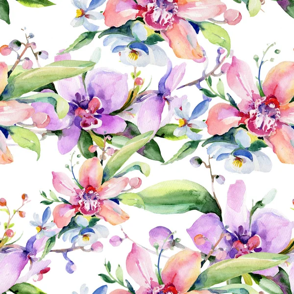Boeket bloemenpatroon in een aquarel stijl. — Stockfoto