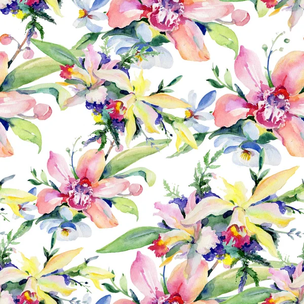 Bouquet flower pattern in a watercolor style. — Stock Photo, Image