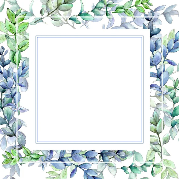 Boxwood leaves frame in a watercolor style.