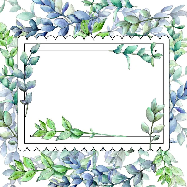 Buxus bladeren frame in een aquarel stijl. — Stockfoto