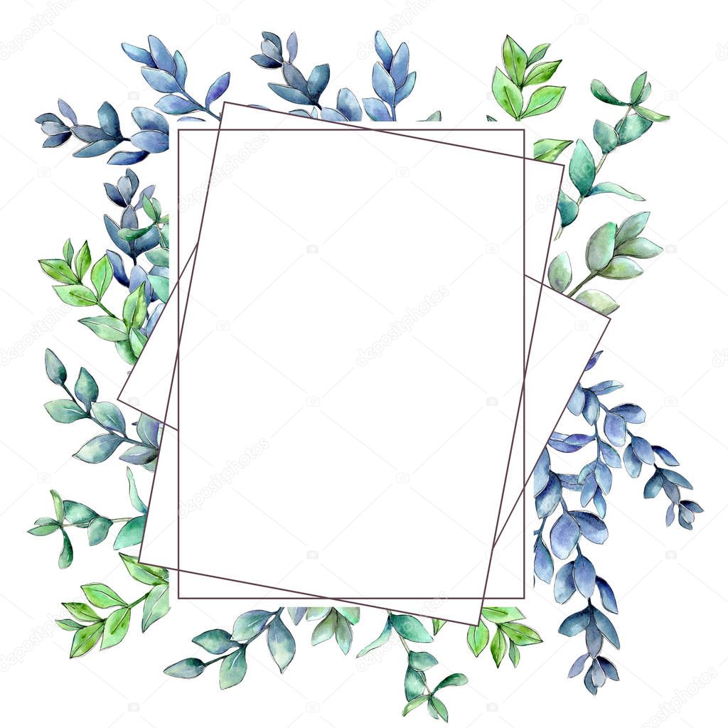 Boxwood leaves frame in a watercolor style.