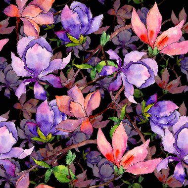 Kır çiçeği Manolya çiçek deseni suluboya tarzında.