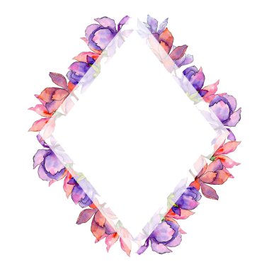 Kır çiçeği Manolya çiçek çerçeve suluboya tarzında.