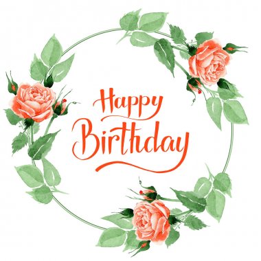 Kır çiçeği gül çiçek çelenk suluboya tarzında.