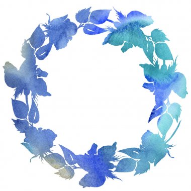 Kır çiçeği gül çiçek çelenk suluboya tarzında.