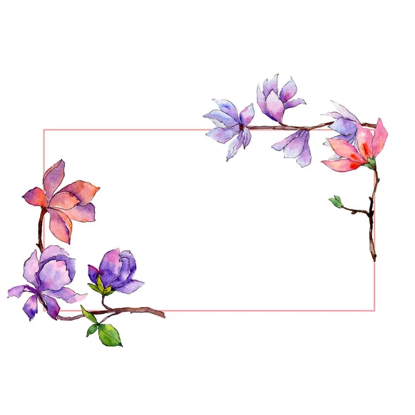 Marco de flores de magnolia silvestre en un estilo de acuarela . — Foto de Stock