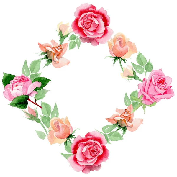 Flor silvestre rosa moldura de flores em um estilo aquarela . — Fotografia de Stock