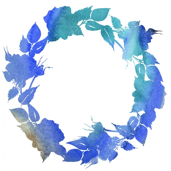 Kır çiçeği gül çiçek çelenk suluboya tarzında.