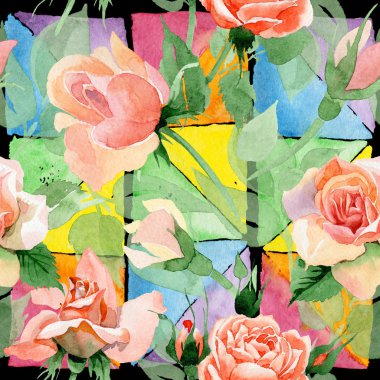 Kır çiçeği gül çiçek deseni suluboya tarzında.