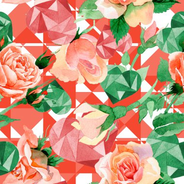 Kır çiçeği gül çiçek deseni suluboya tarzında.