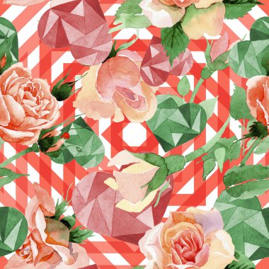 Kır çiçeği gül çiçek deseni suluboya tarzında.