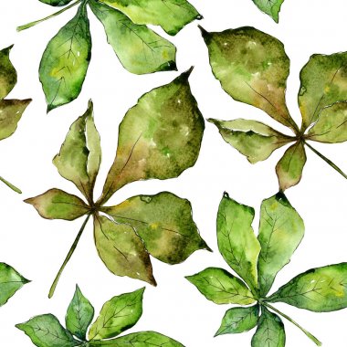 Kestane yaprakları desen suluboya tarzında.