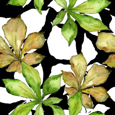 Kestane yaprakları desen suluboya tarzında.