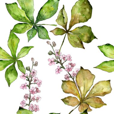 Kestane yaprakları desen suluboya tarzında.