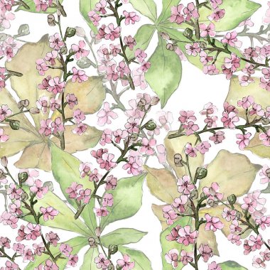 Kestane yaprakları desen suluboya tarzında.