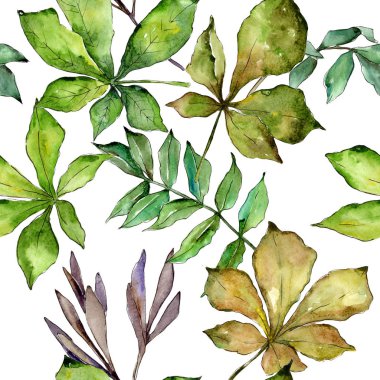 Kestane yaprakları desen suluboya tarzında.