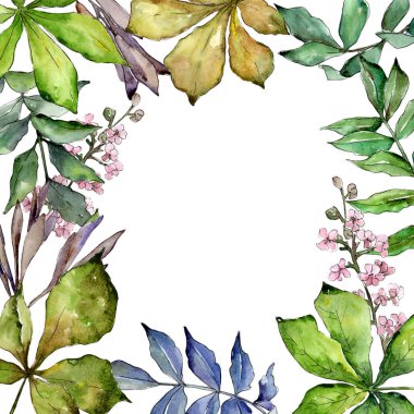 Kestane yaprak çerçeve suluboya tarzında.