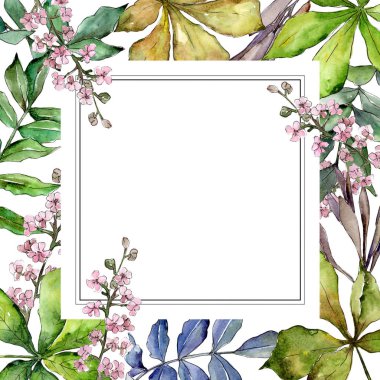 Kestane yaprak çerçeve suluboya tarzında.