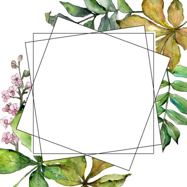 Kestane yaprak çerçeve suluboya tarzında.