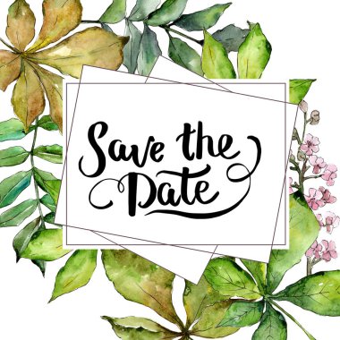 Kestane yaprak çerçeve suluboya tarzında.