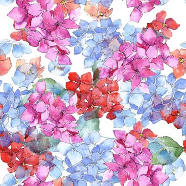 Kır çiçeği ortanca çiçek deseni suluboya tarzında.