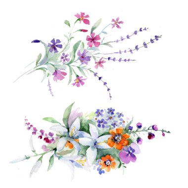 Buket çiçek izole bir suluboya tarzında.