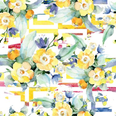 Buket çiçek deseni suluboya tarzında.