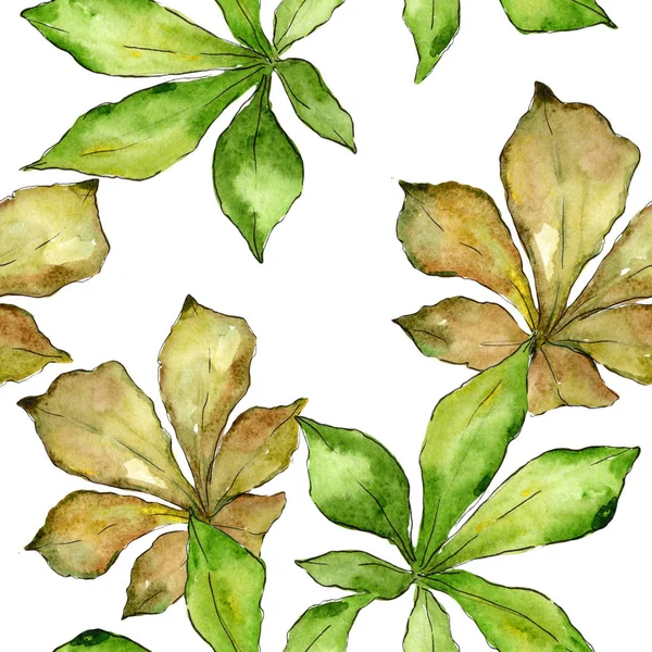 Візерунок листя каштана в акварельному стилі . — стокове фото