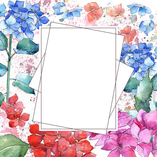 Wildflower hortensia bloem frame in een aquarel stijl. — Stockfoto