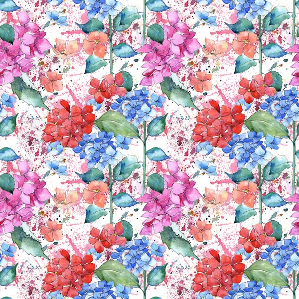 Wildflower hydrangea flower pattern in a watercolor style. — Stock Photo, Image