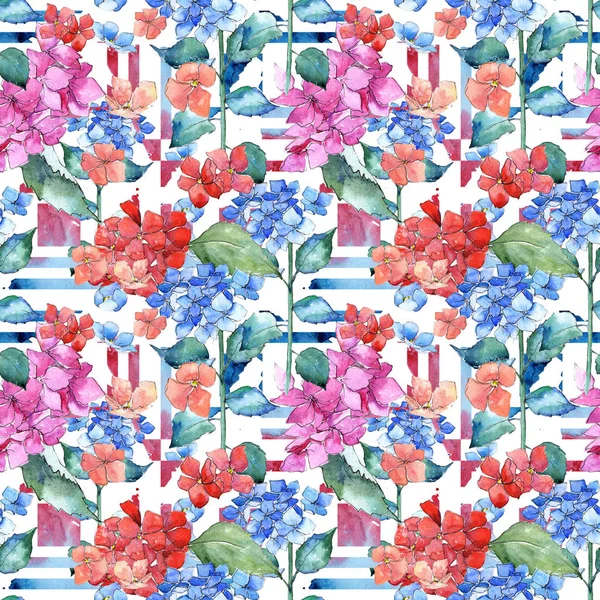 Hortensienblütenmuster im Aquarell-Stil. — Stockfoto