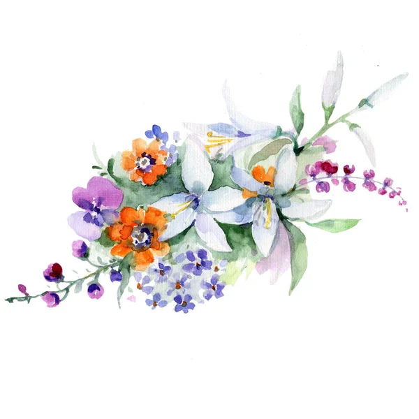 Strauß Blume im Aquarell-Stil isoliert. — Stockfoto