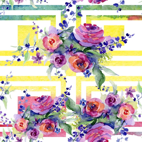 Bukiet kwiatów wzór w stylu przypominającym akwarele. — Zdjęcie stockowe