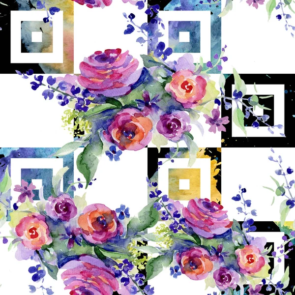 Bouquet flower pattern in a watercolor style. — Stock Photo, Image