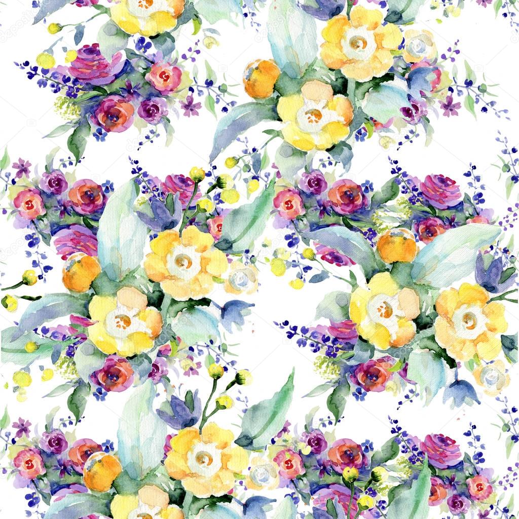 Bouquet flower pattern in a watercolor style.