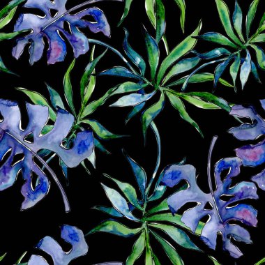 Tropik yapraklar desen suluboya tarzında.