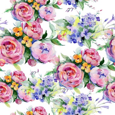 Buket çiçek deseni suluboya tarzında.