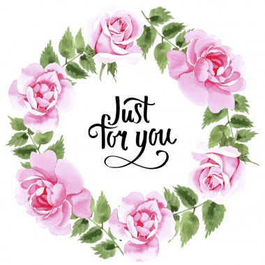 Kır çiçeği çay çiçek çelenk suluboya tarzında gül.